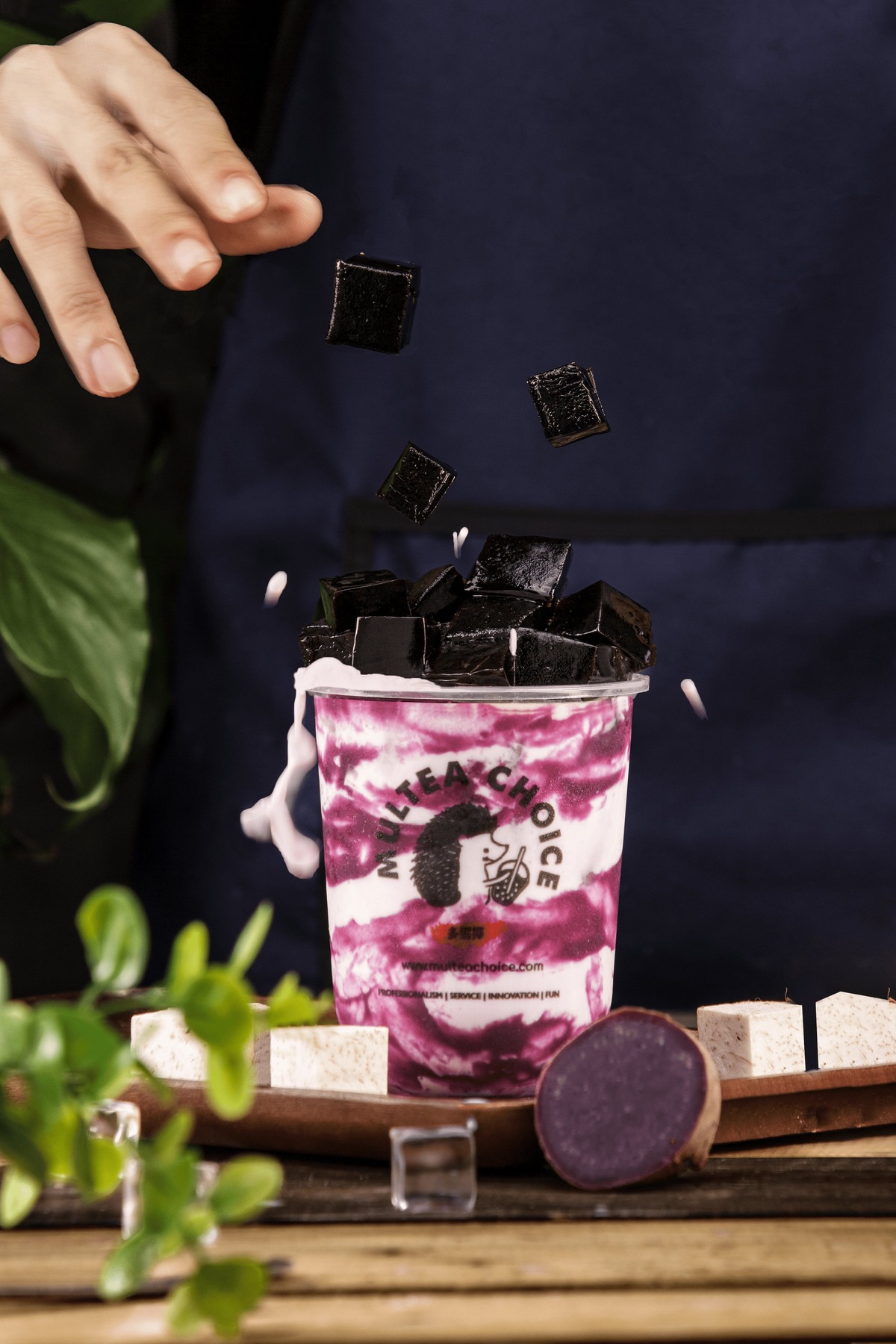 Ube Taro with Grass Jelly